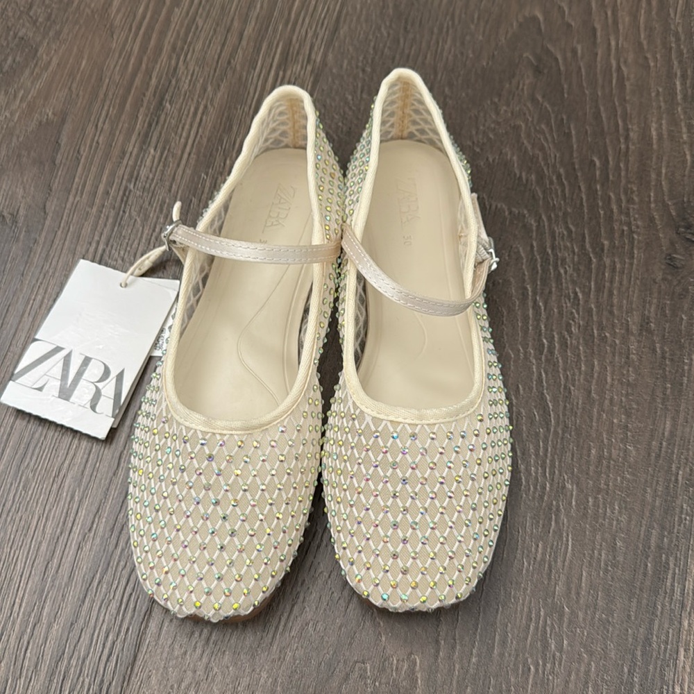 ZARA Rhinestone Ballet Flats
